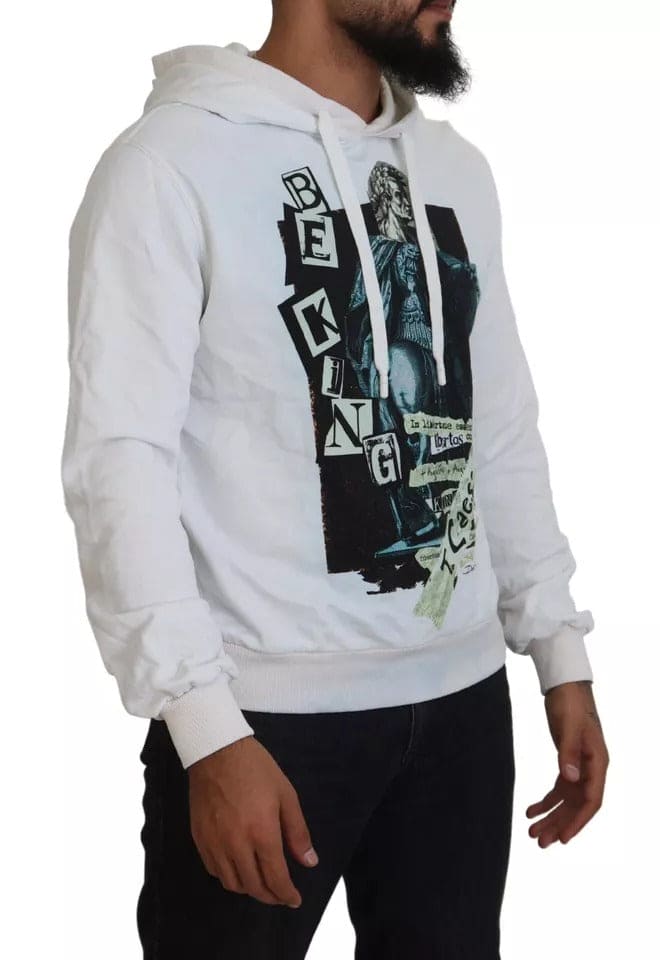 Dolce & Gabbana White Caesar Cotton Hooded Sweatshirt Sweater