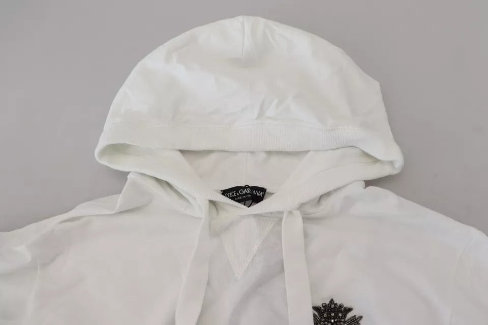 Dolce & Gabbana White Cotton Hooded Sweatshirt Sweater