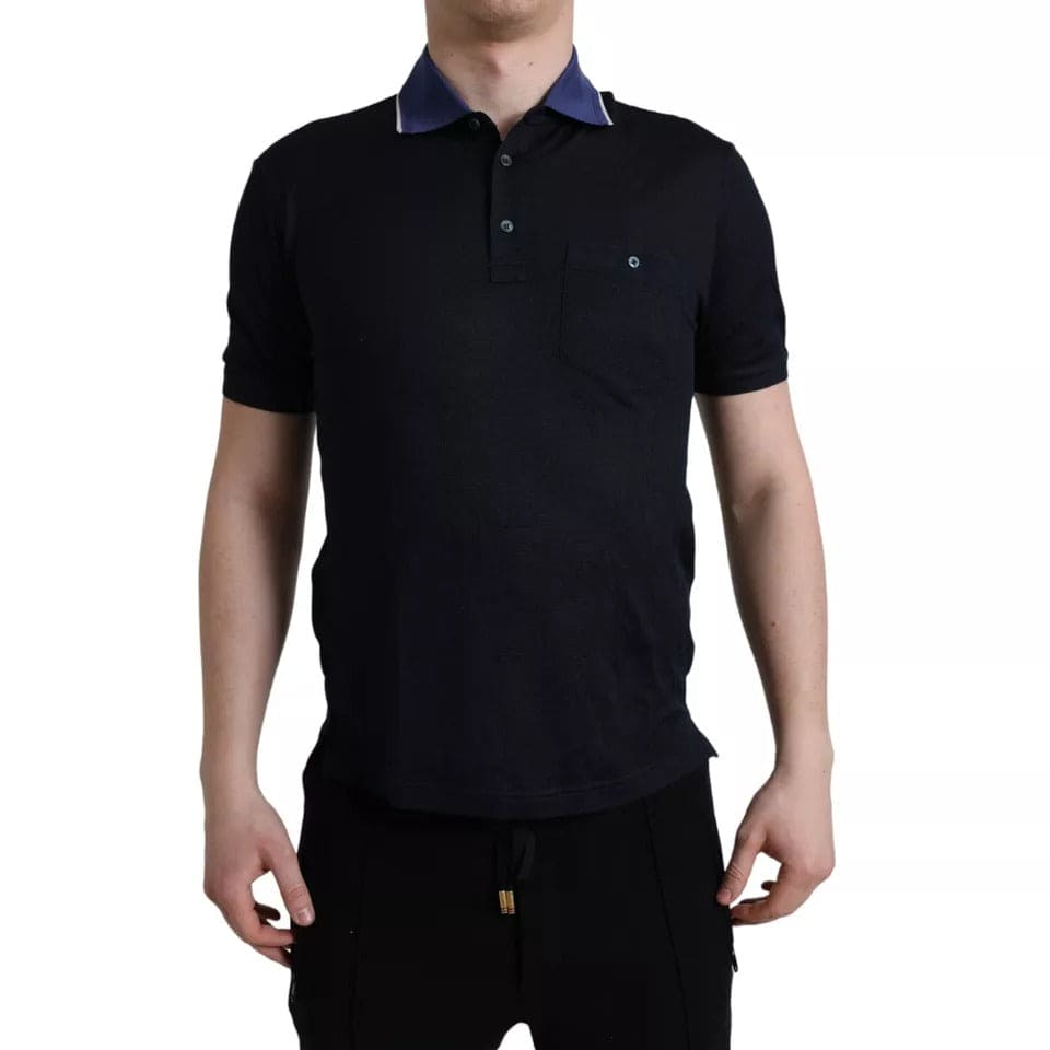 Dolce & Gabbana Navy Blue Collared Short Sleeve Polo T-shirt