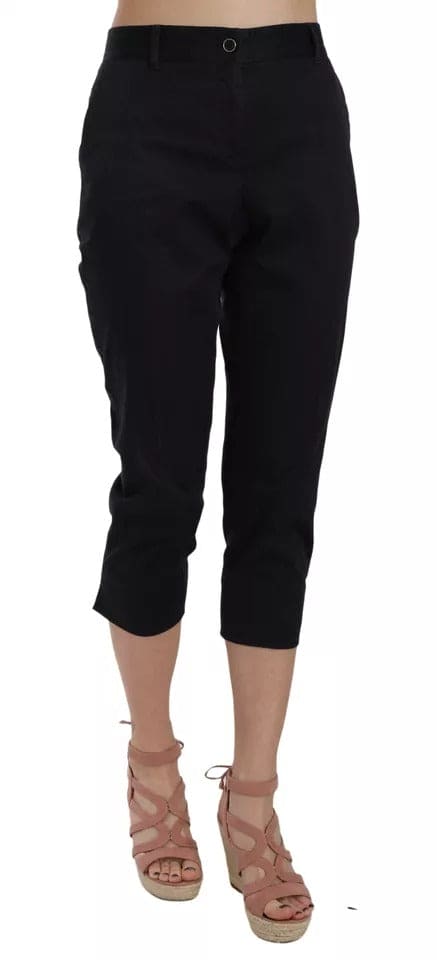 Dolce & Gabbana Black Cotton Cropped Capri Pants