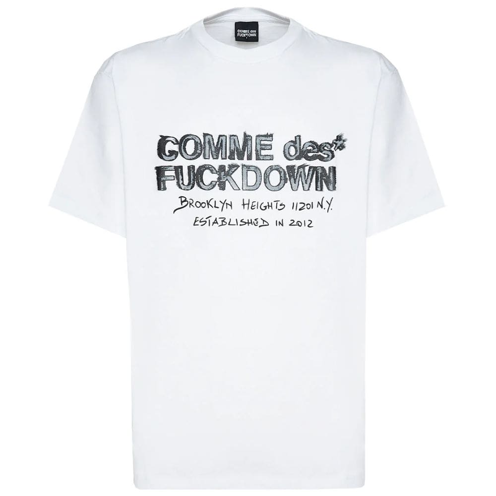 Camiseta de algodón blanca Comme Des Fuckdown