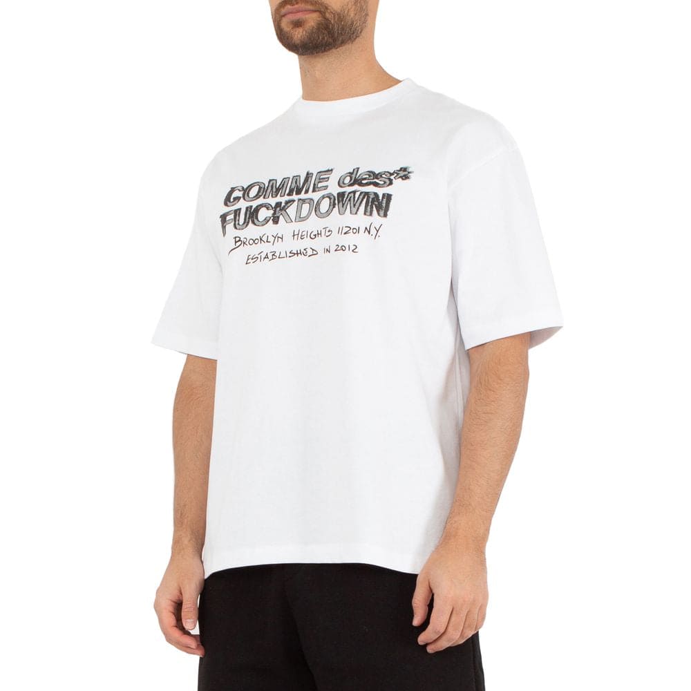 Camiseta de algodón blanca Comme Des Fuckdown