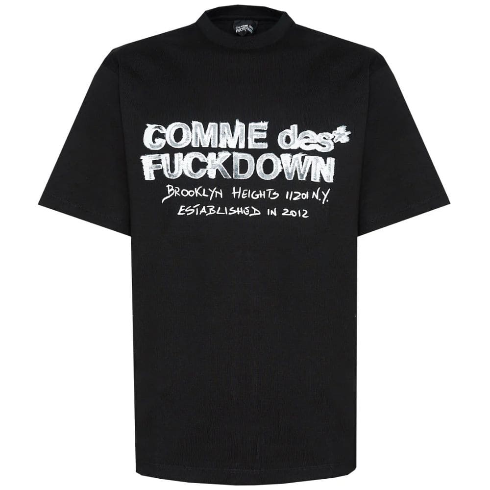 Camiseta de algodón negra Comme Des Fuckdown