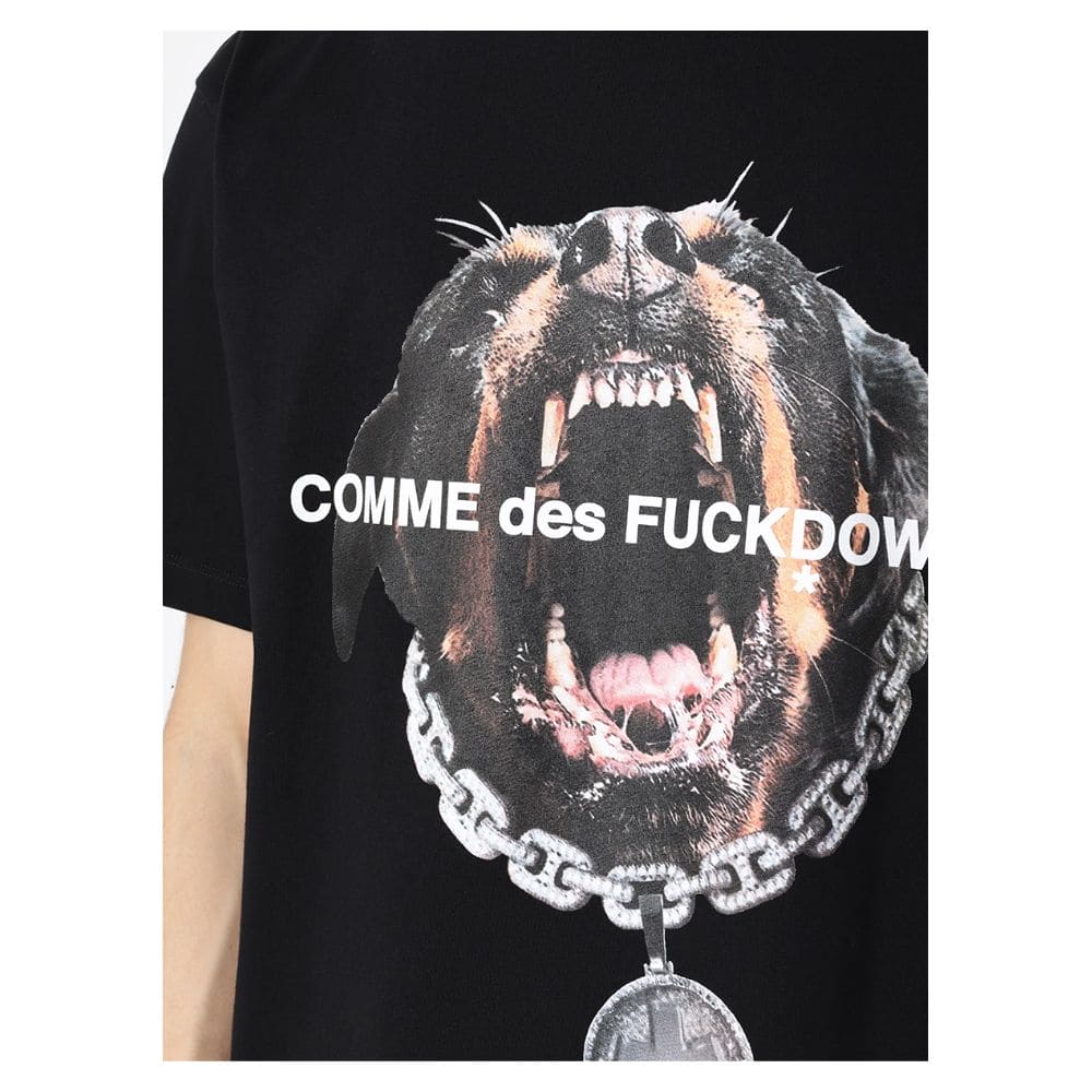 T-shirt en coton noir Comme des fous