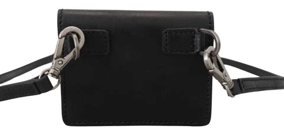 Dolce & Gabbana Black Leather Bifold Shoulder Sling Women Wallet