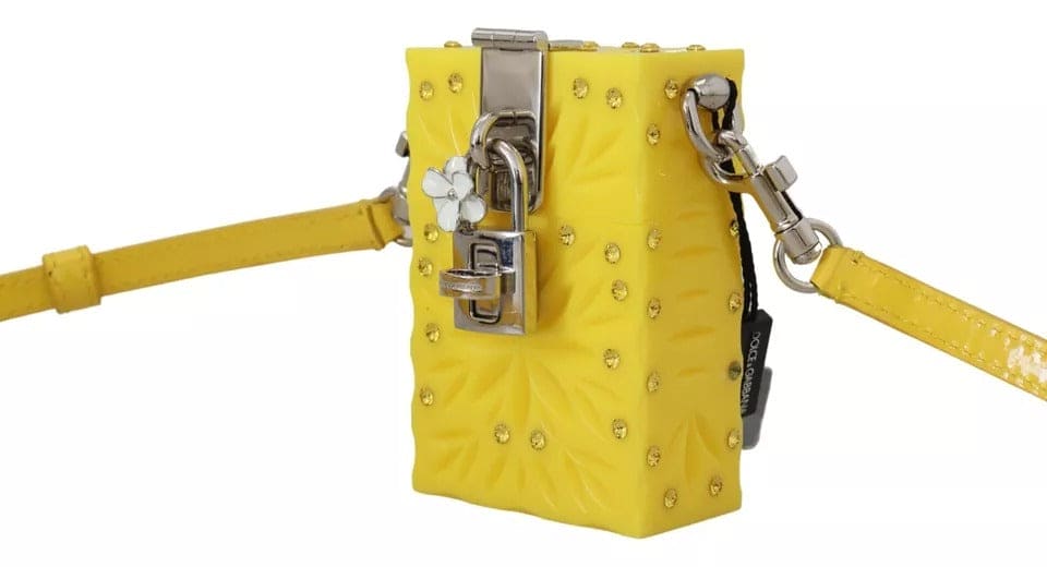 Dolce & Gabbana Yellow Plexiglass Crystals Box Padlock Women Clutch Bag