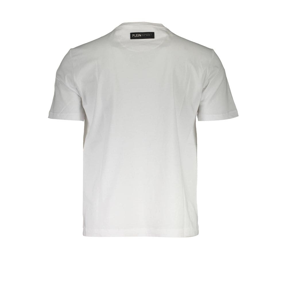 T-shirt ras du cou en coton blanc éclatant Plein Sport avec imprimé