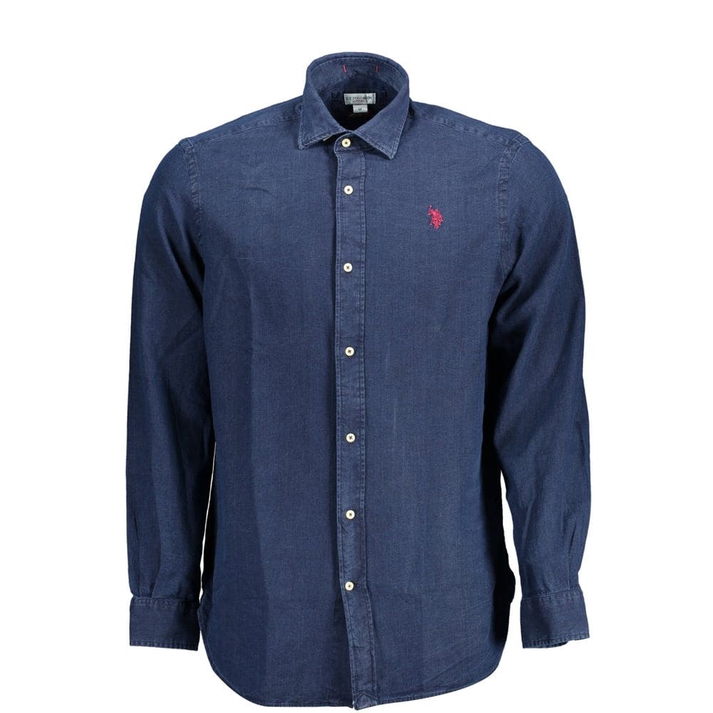 Camisa clásica de algodón de manga larga azul de US POLO ASSN