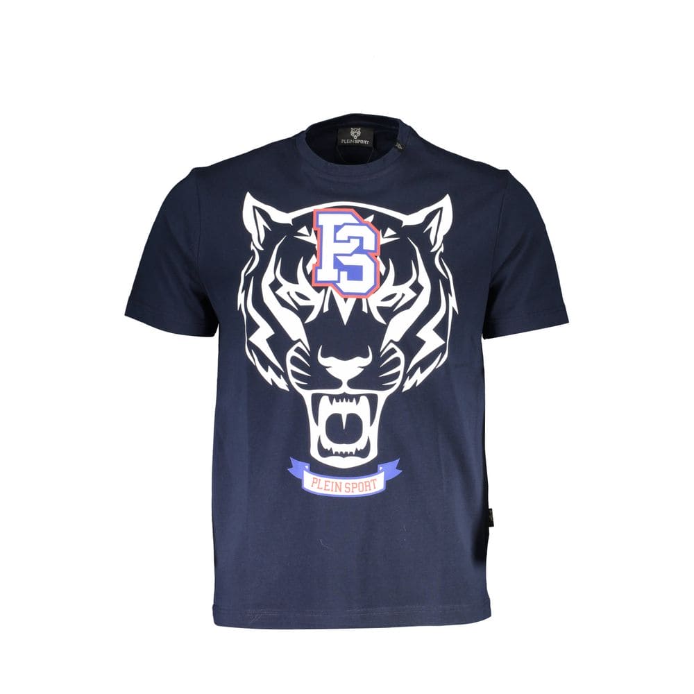 T-shirt en coton bleu électrique Plein Sport avec imprimé exclusif