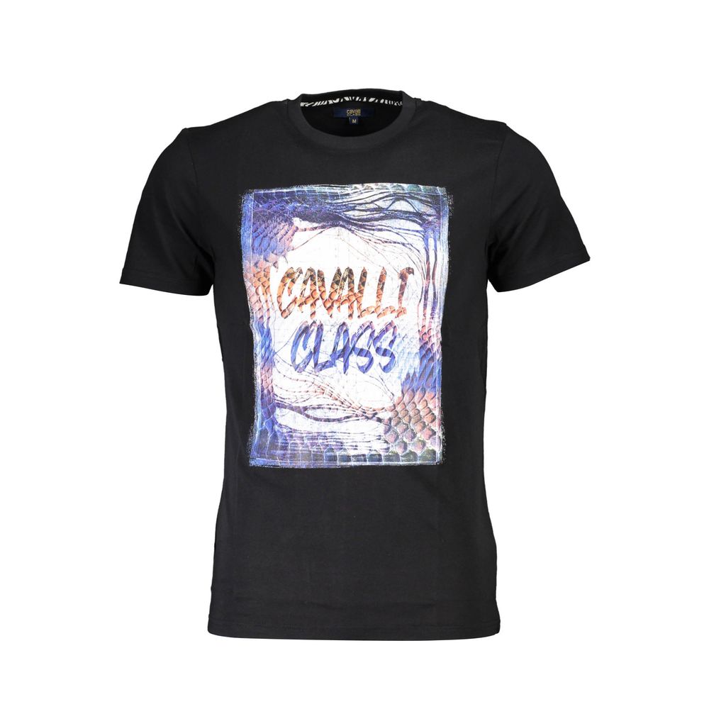 Camiseta de algodón negra Cavalli Class