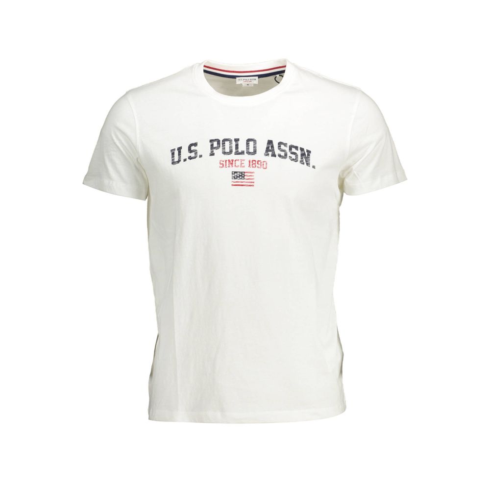 US POLO ASSN. Camiseta de cuello redondo de algodón blanco impecable con logotipo