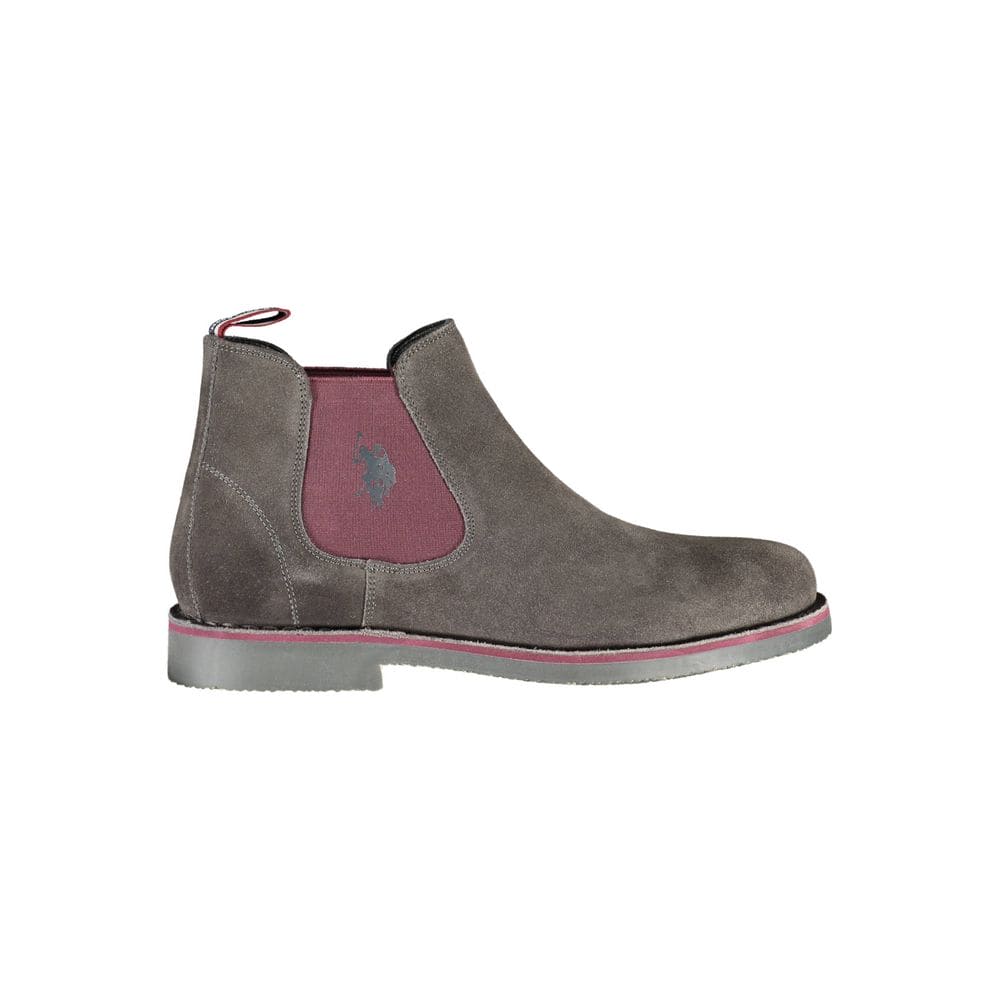 U.S. POLO ASSN. Elegant Gray Ankle Boots with Contrasting Details