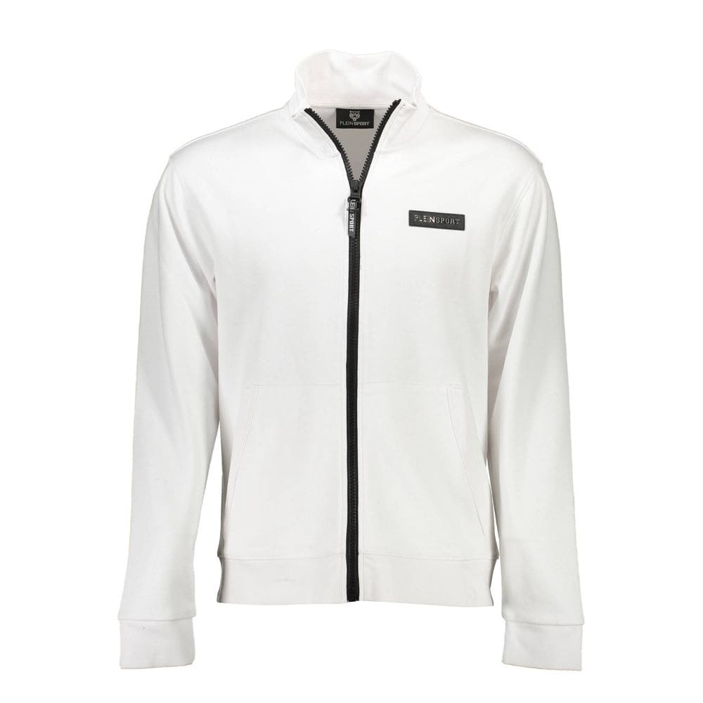 Sudadera elegante blanca con cremallera y detalles en contraste de Plein Sport