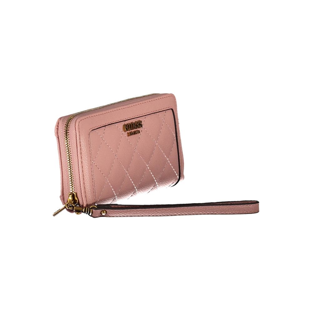 Guess Jeans Chic Pink Wallet with Contrast Zip & Logo