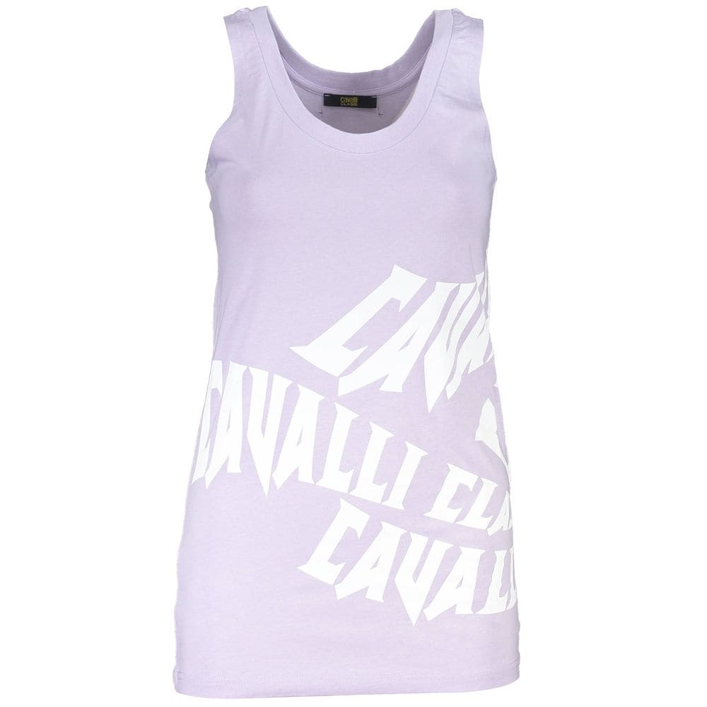 Camiseta sin mangas elegante con escote redondo en color morado de Cavalli Class