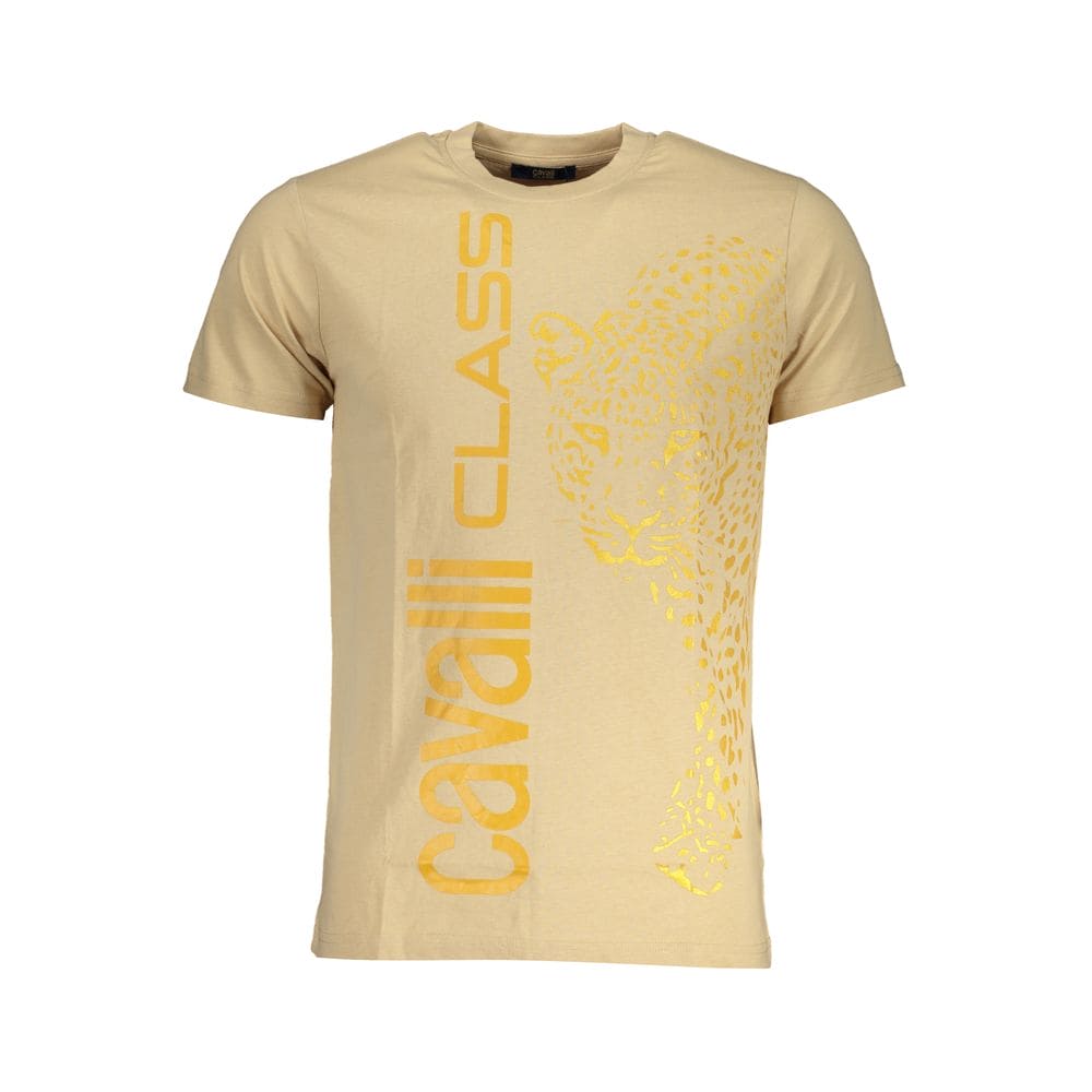 Camiseta de algodón beige Cavalli Class