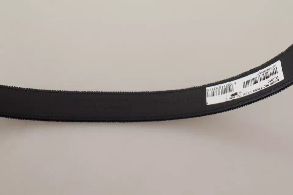 Dolce & Gabbana Blue Plain Velvet Silver Tone Metal Buckle Belt