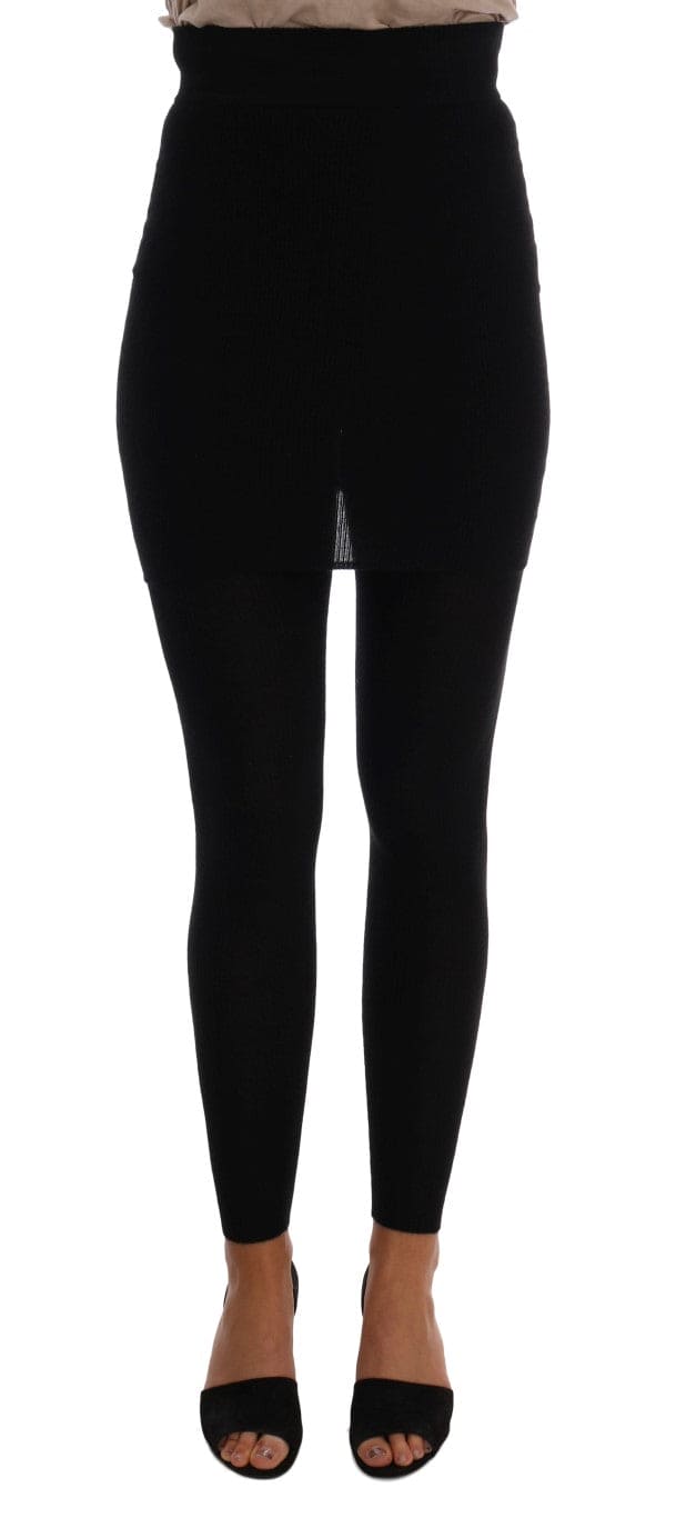 Pantalon stretch en soie et cachemire noir élégant Dolce &amp; Gabbana