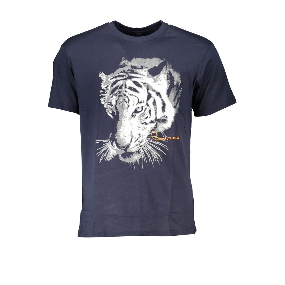 Camiseta de algodón azul Cavalli Class