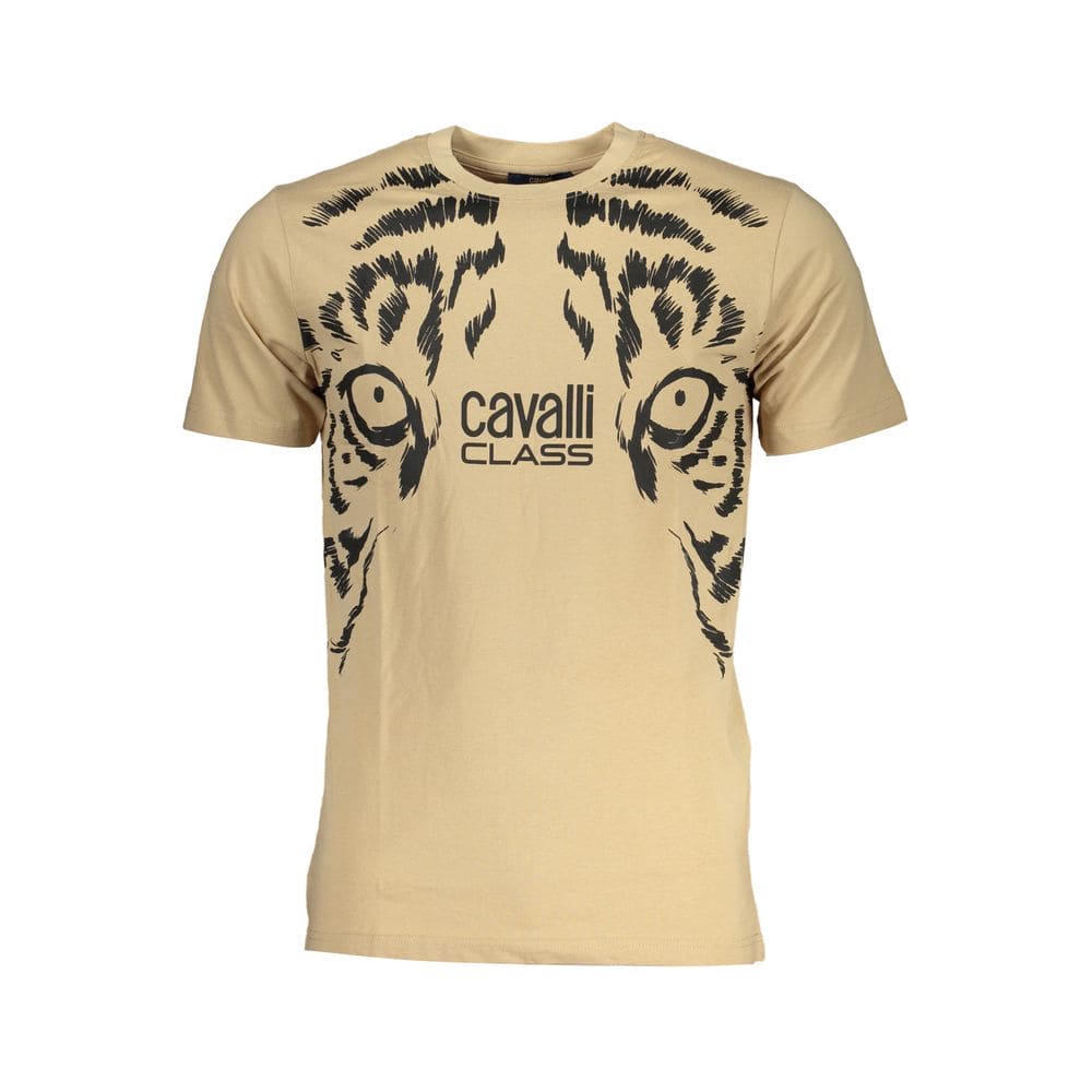 Camiseta de algodón beige Cavalli Class