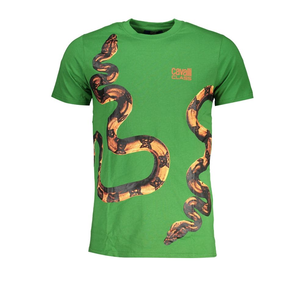 Camiseta de algodón verde Cavalli Class