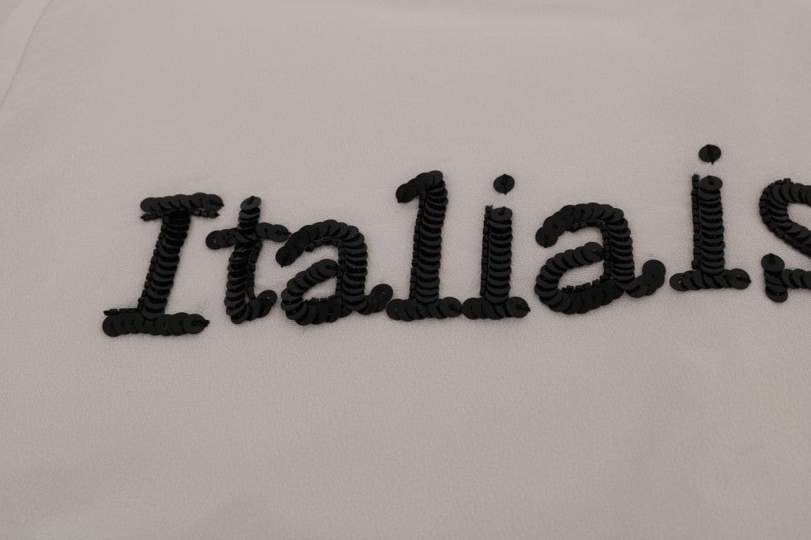 Chemisier blanc en soie pailletée « Italia Is Love » de Dolce &amp; Gabbana