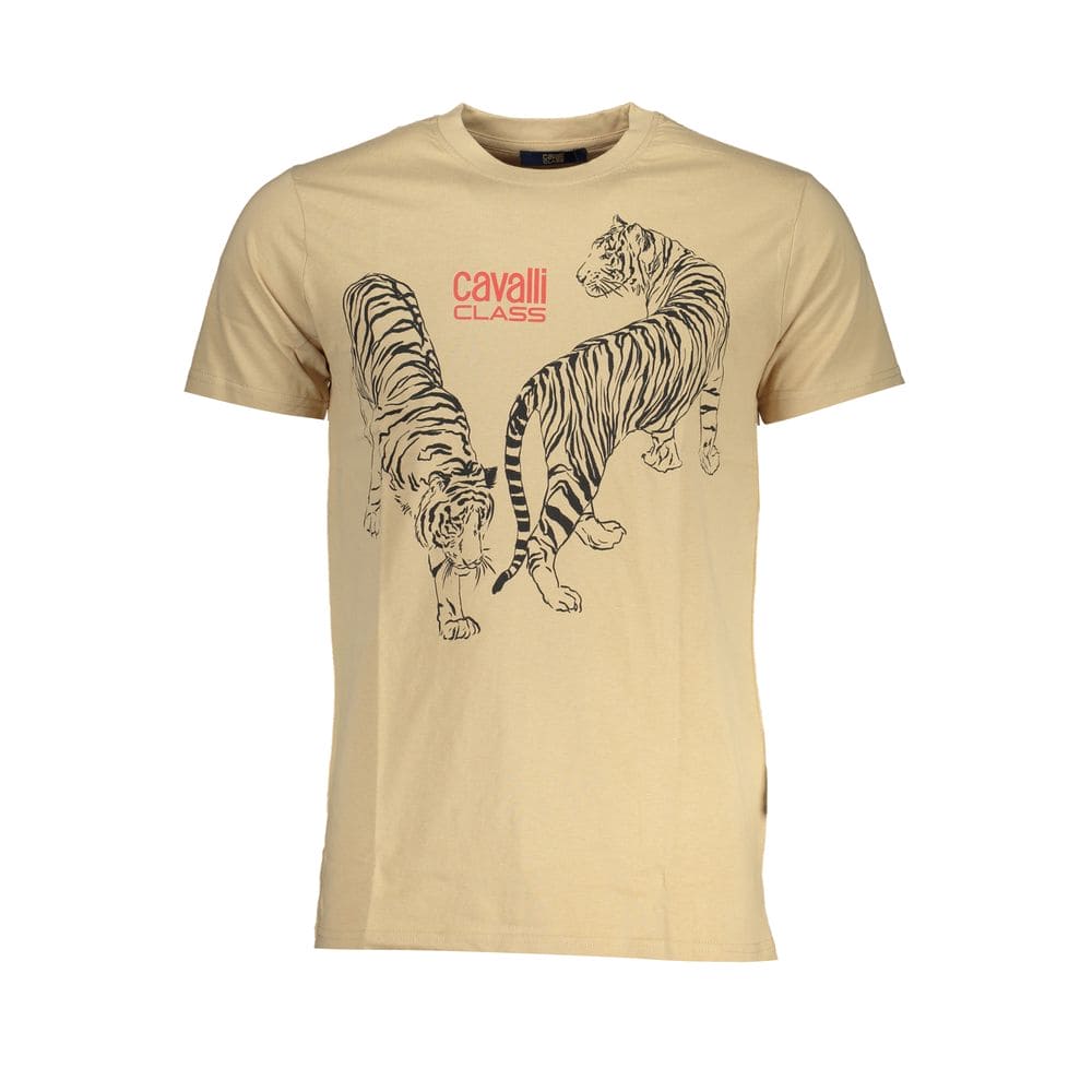 Camiseta de algodón beige Cavalli Class