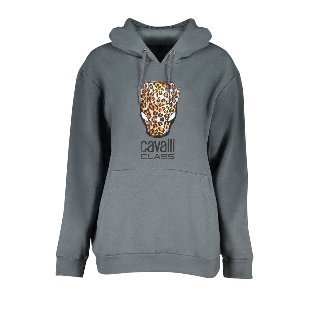 Sudadera con capucha elegante de polar Cavalli Class en color gris