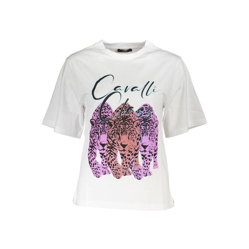 T-shirt blanc slim fit Cavalli Class Chic avec imprimé signature