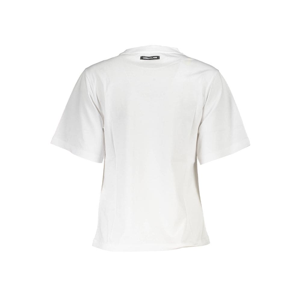 Camiseta blanca de corte entallado y elegante con estampado exclusivo de Cavalli Class