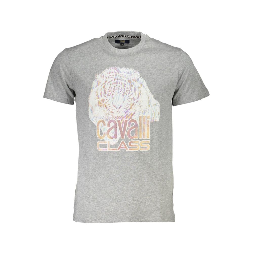 Camiseta de algodón gris Cavalli Class