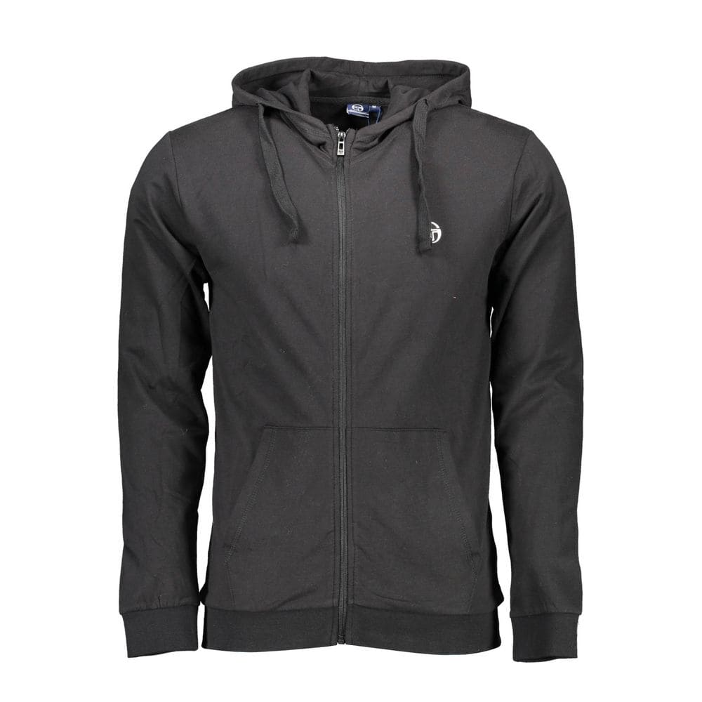 Sudadera elegante con capucha y cremallera negra de Sergio Tacchini