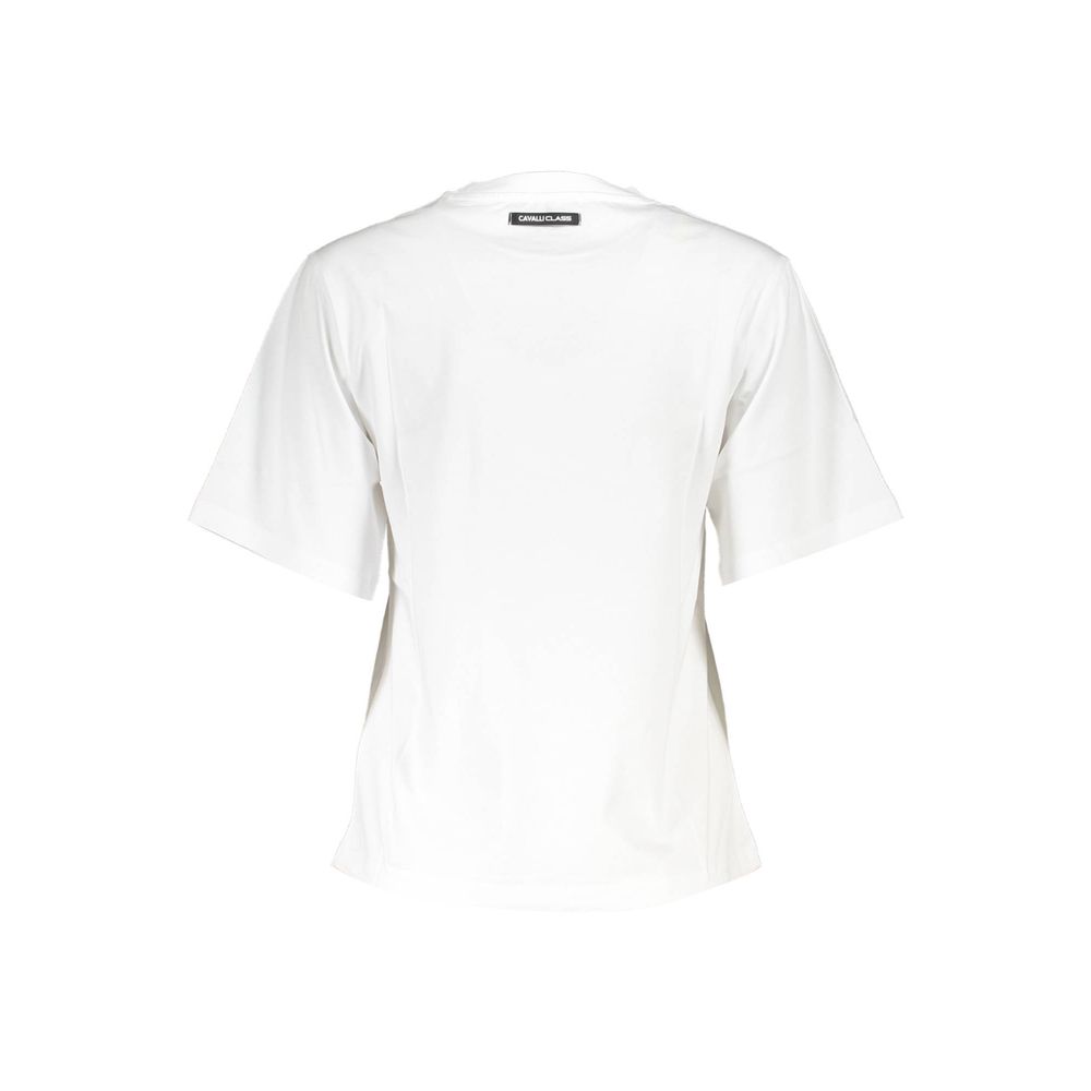 T-shirt élégant en coton blanc avec imprimé de créateur Cavalli Class