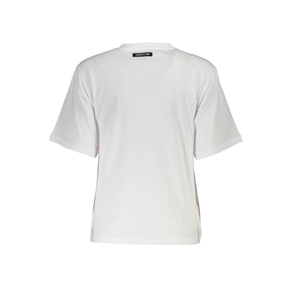 T-shirt blanc imprimé Cavalli Class Chic avec une élégance intemporelle