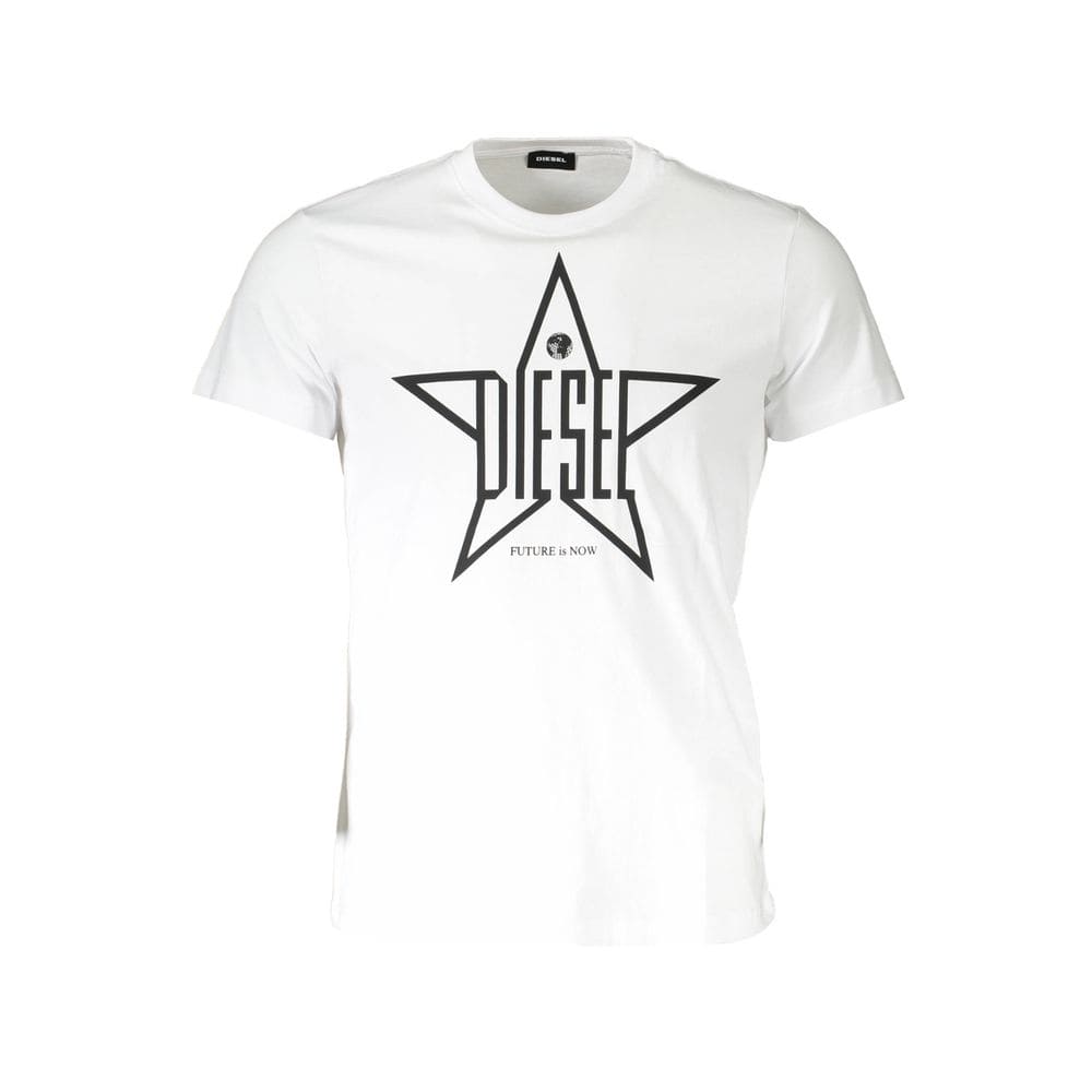 T-shirt blanc élégant à col rond Diesel avec détail logo