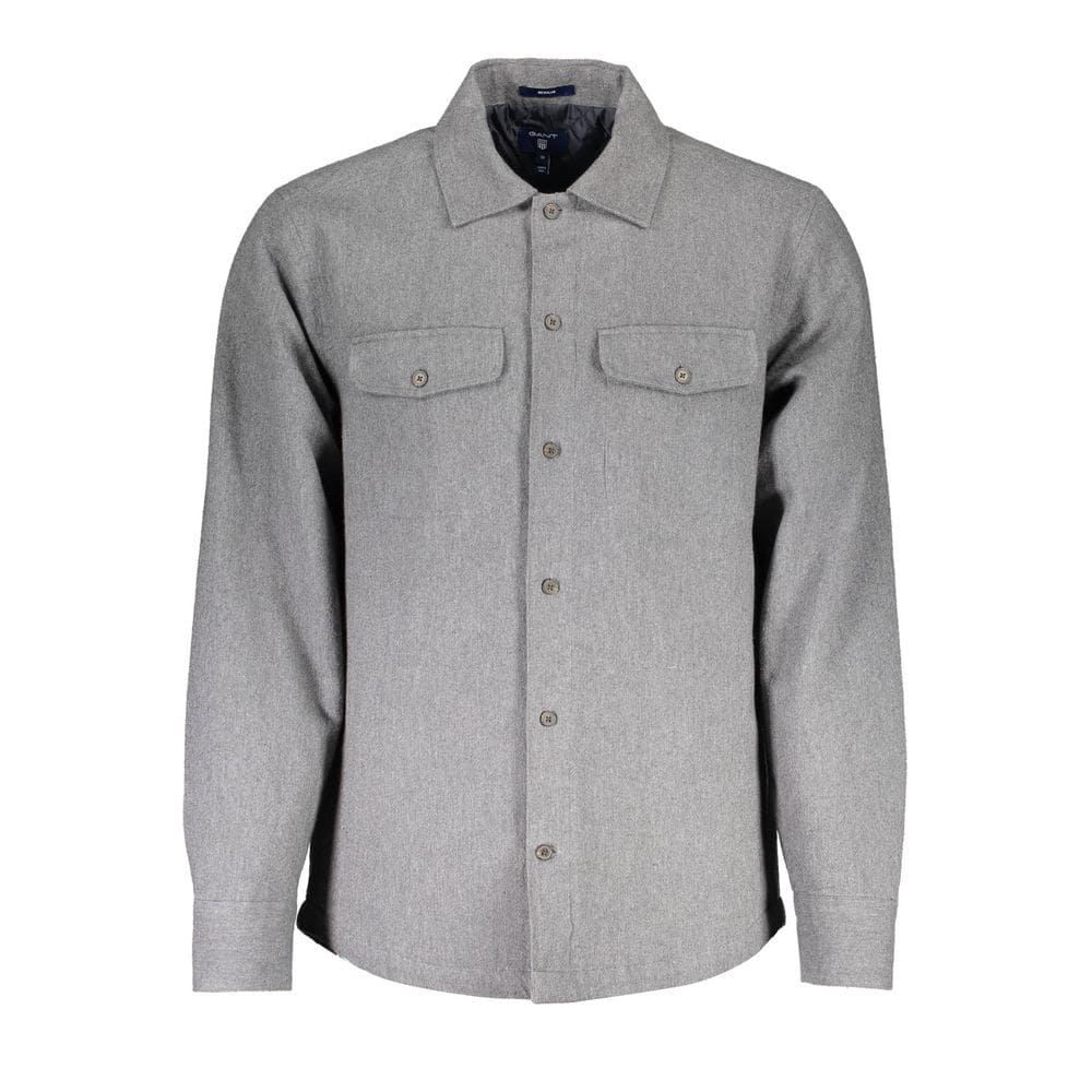 Chemise homme élégante à manches longues en coton gris Gant