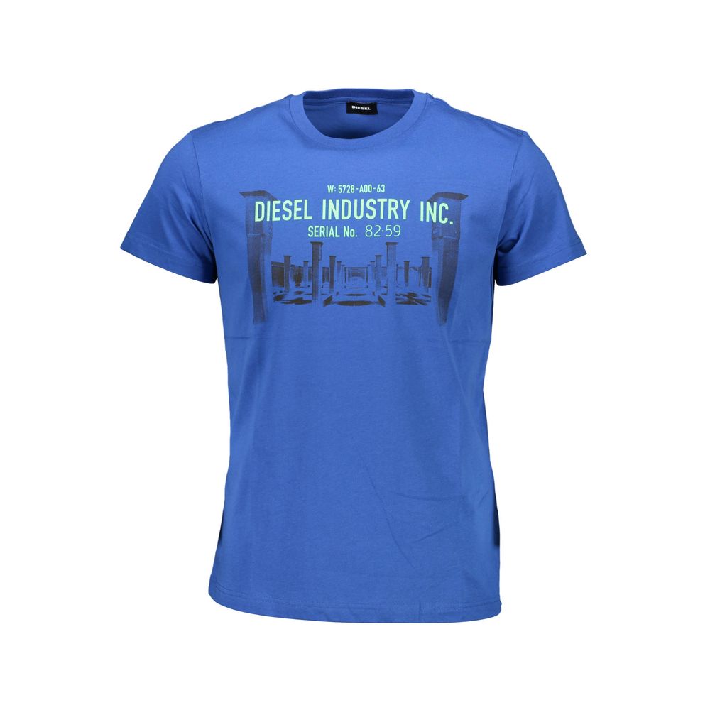 T-shirt ras du cou en coton bleu Diesel avec logo graphique