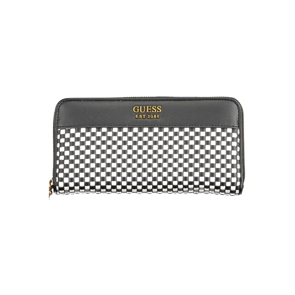 Cartera elegante de polietileno negra con detalles en contraste de Guess Jeans