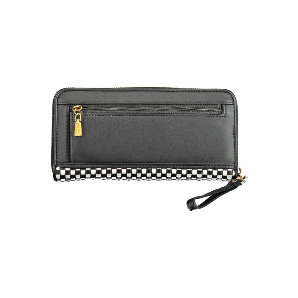 Cartera elegante de polietileno negra con detalles en contraste de Guess Jeans