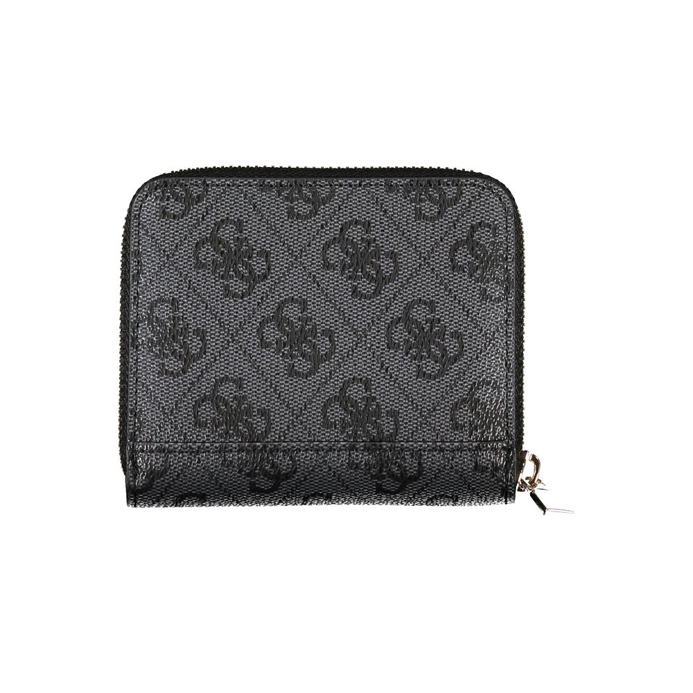 Cartera elegante de polietileno negra con detalle de logotipo de Guess Jeans