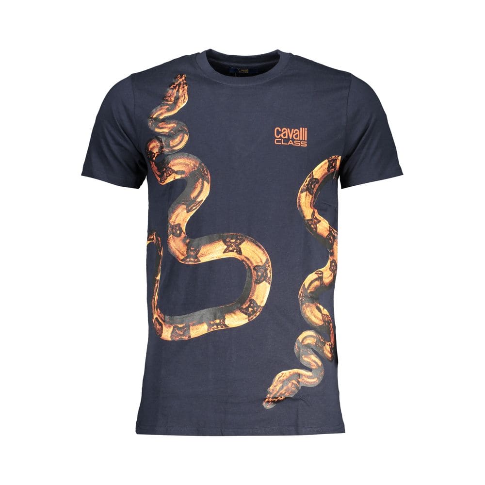 Camiseta de algodón azul Cavalli Class