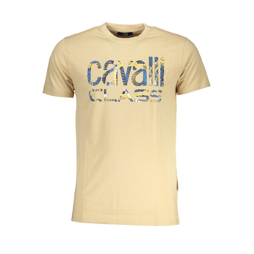 Camiseta de algodón beige Cavalli Class