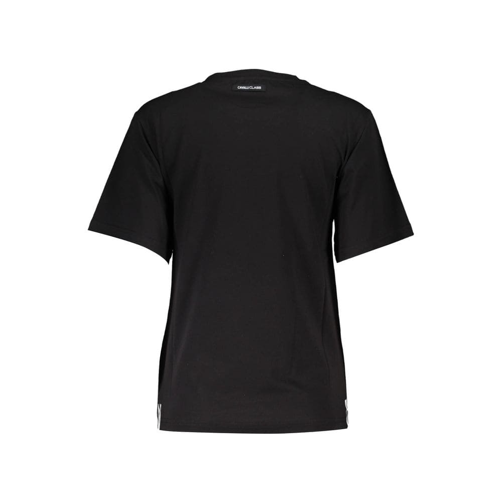 T-shirt élégant en coton noir avec imprimé signature Cavalli Class