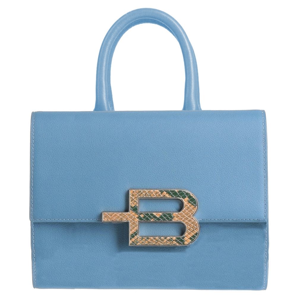 Bolso elegante de piel de becerro azul claro Baldinini Trend