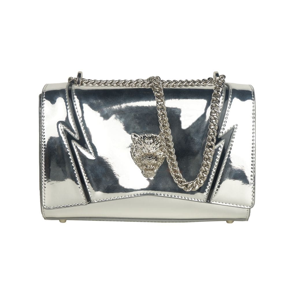 Elegante bolso de hombro con correa de cadena en color gris de Plein Sport