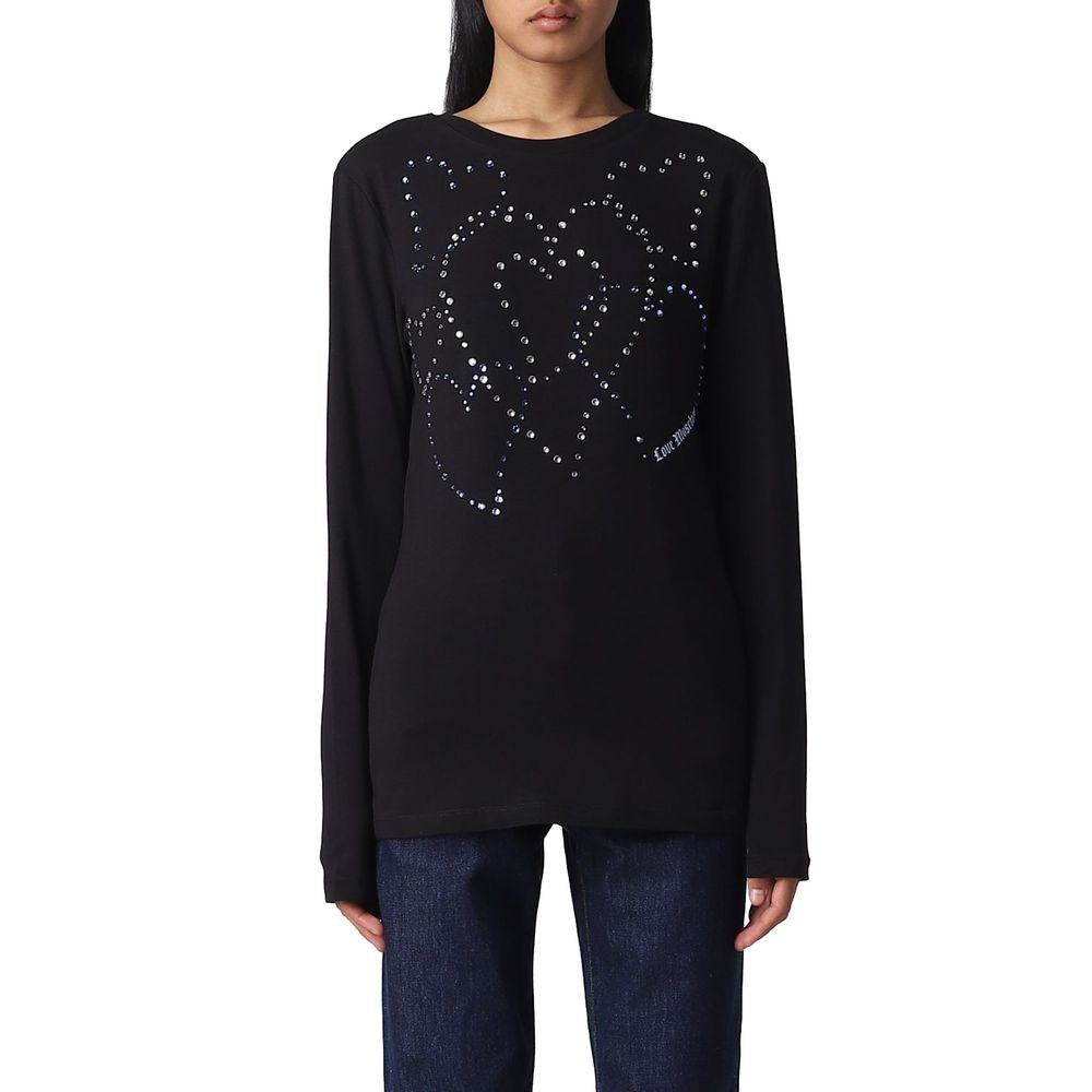 T-shirt en coton orné de cœurs en strass Love Moschino