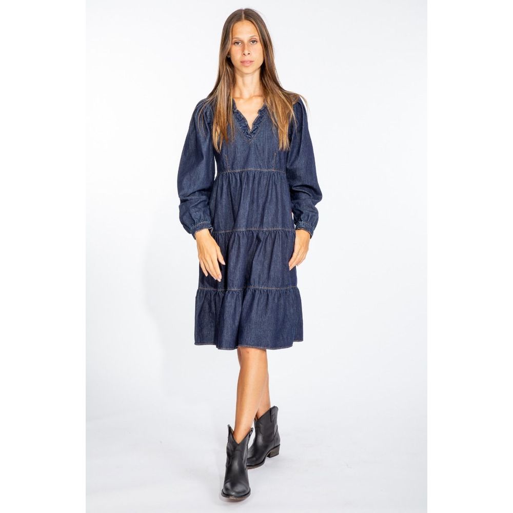 Robe évasée élégante en denim bleu foncé Love Moschino