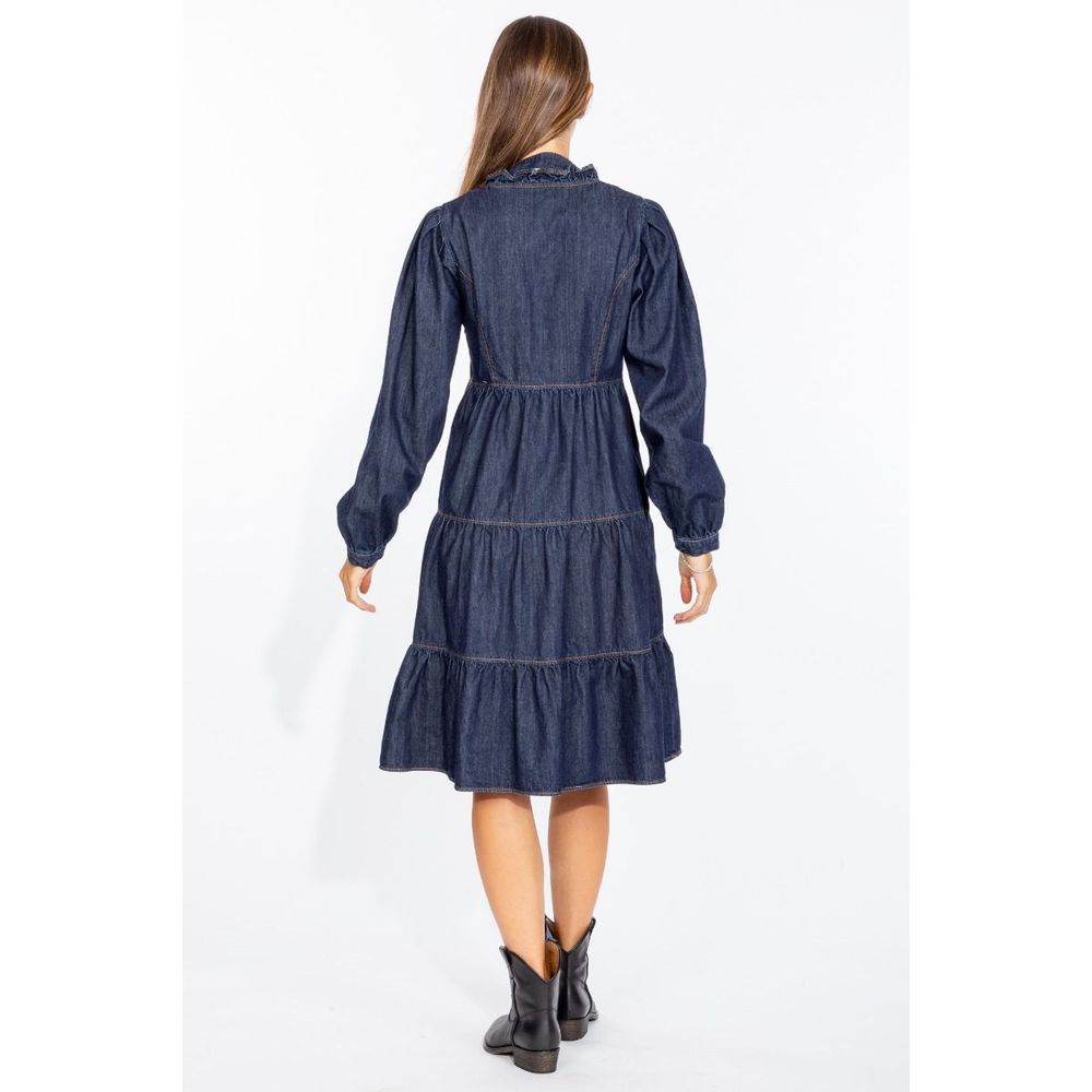 Robe évasée élégante en denim bleu foncé Love Moschino