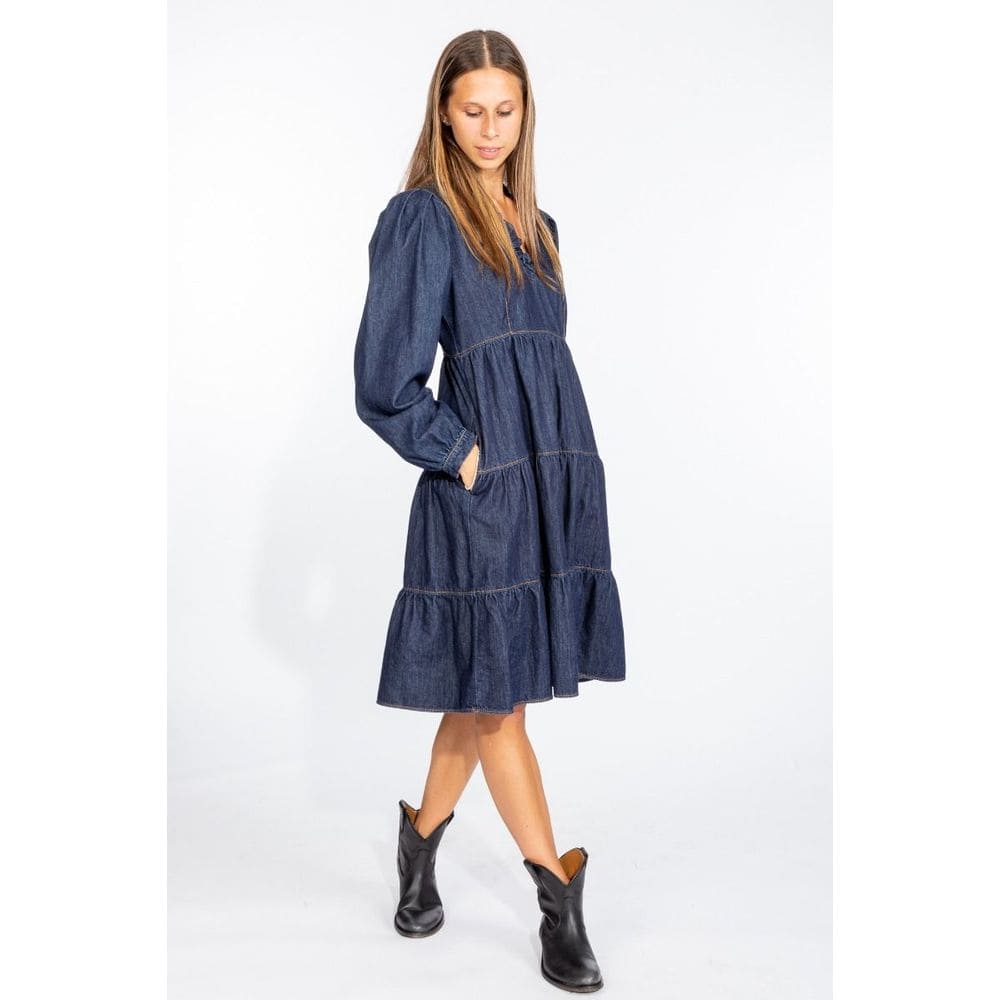 Robe évasée élégante en denim bleu foncé Love Moschino