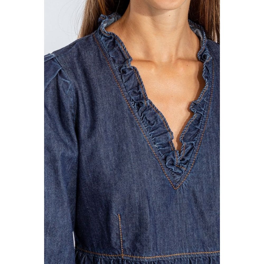 Robe évasée élégante en denim bleu foncé Love Moschino